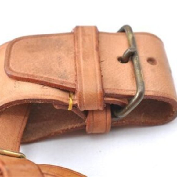 Vintage Louis Vuitton Luggage Tag Poignet Vachetta Leather Brass Gold Tan LV - Picture 10 of 14